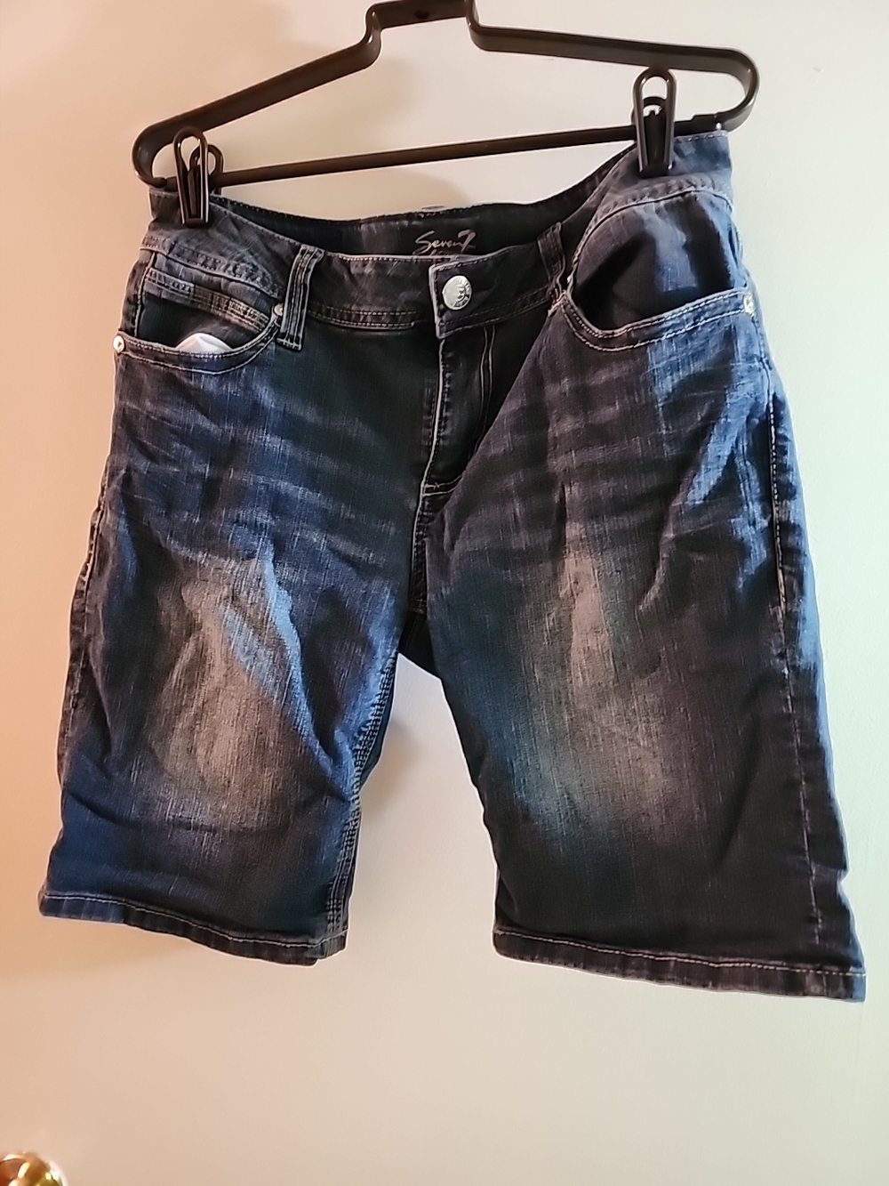 Women's Seven 7 Dark Blue  Bermuda Denim Shorts